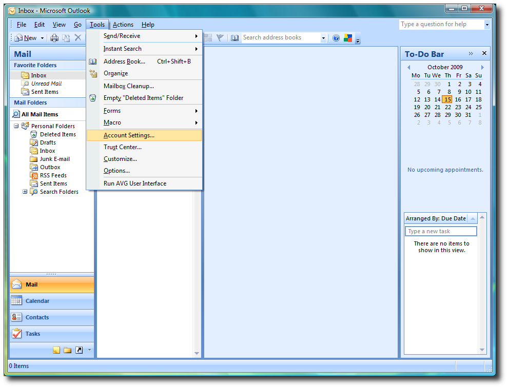 Backup dữ liệu mail lưu trên server về máy tính bằng Outlook 2007