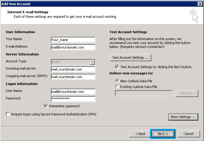 Bước 8 Backup dữ liệu mail lưu trên server về máy tính bằng Outlook 2010 Bước 8 Backup dữ liệu mail lưu trên server về máy tính bằng Outlook 2010