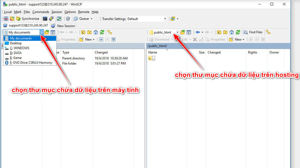 Upload dữ liệu lên hosting