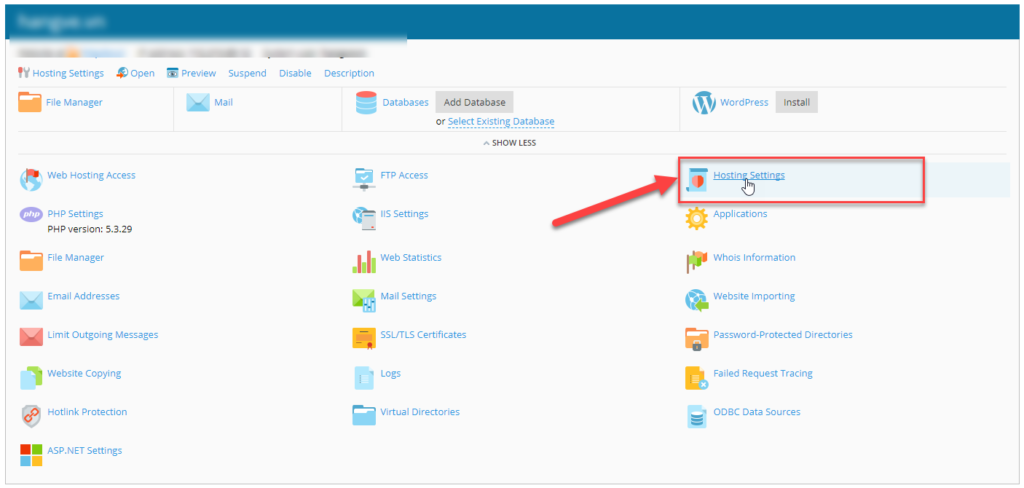 chọn hosting setting chọn hosting setting