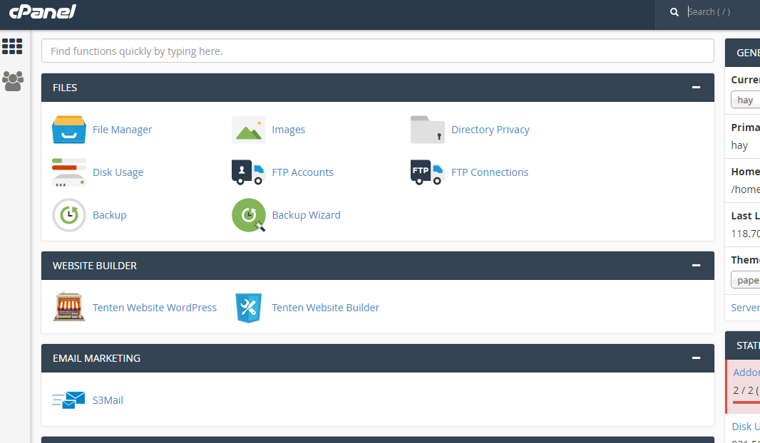 Dăng nhập vào hosting