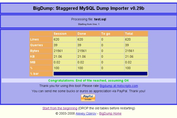 Hướng dẫn sử dụng BigDump import Database