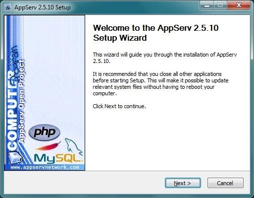 bước 1 cài dặt appserv