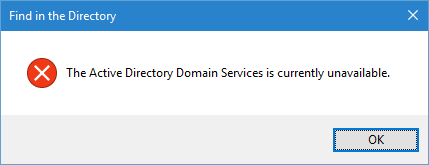 Lỗi the active directory domain services is currently unavailable