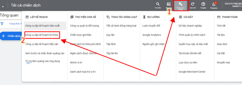 Hướng dẫn sử dụng công cụ Google Keyword Planner