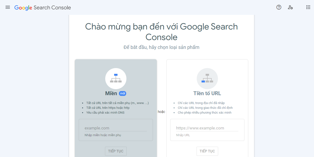 Tạo tài khoản Google Search Console