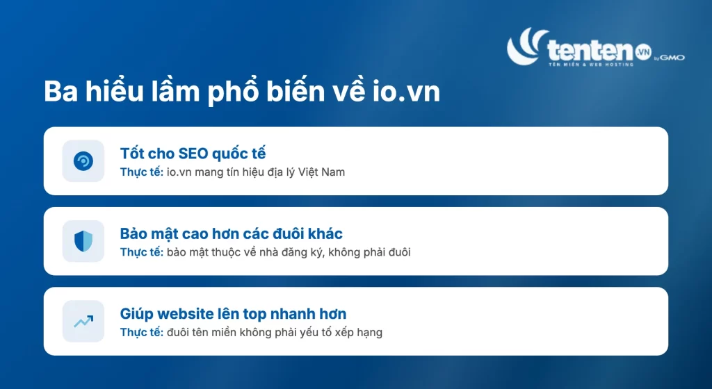 Ba hiểu lầm phổ biến về io.vn bị bác bỏ: tốt cho SEO quốc tế, bảo mật cao hơn, giúp website lên top nhanh hơn