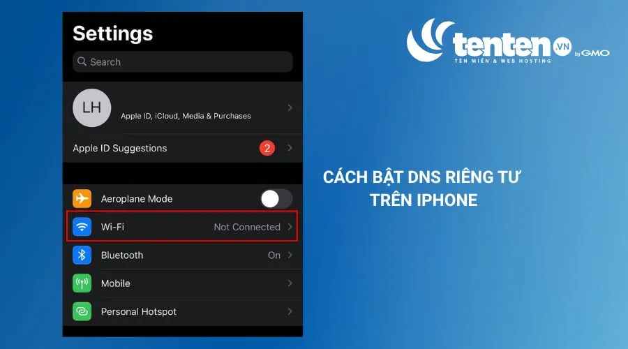 Đi tới Cài đặt, rồi chọn WiFi
