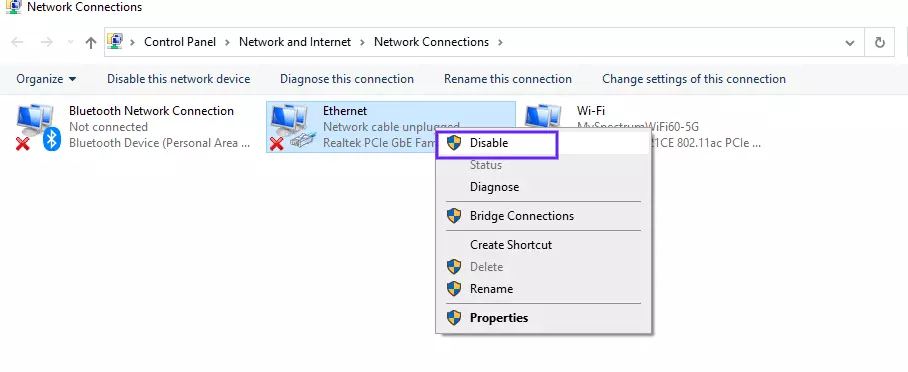 disable secondary connection