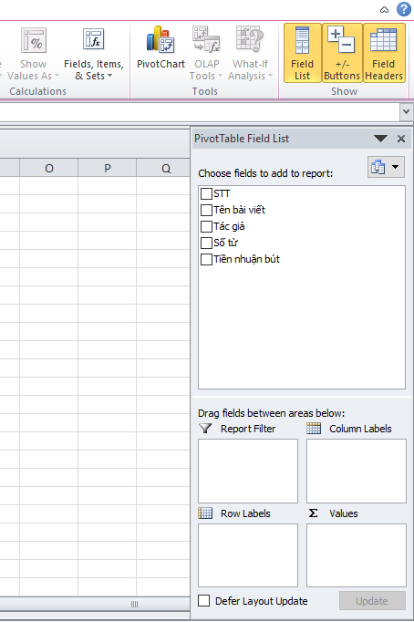 Cách tách bảng dữ liệu thành nhiều sheet trong Excel bằng PivotTable 7
