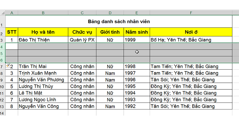 Cách thêm hàng, xóa hàng trong Excel: Nhanh chóng, đơn giản