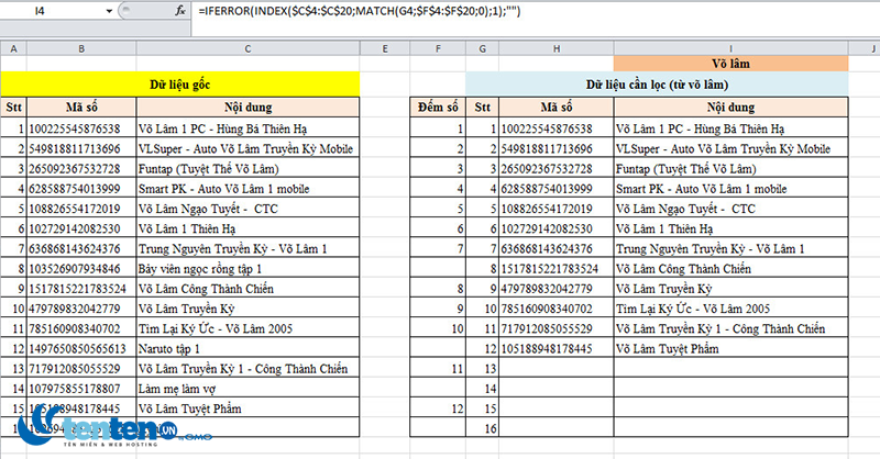 Hướng dẫn chi tiết cách lọc dữ liệu trong Excel bằng hàm IFERROR