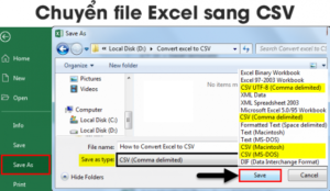 Cách chuyển file Excel thành CSV nhanh, không bị lỗi