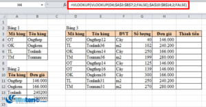 Chi tiết cách dùng hàm VLOOKUP lồng VLOOKUP trong Excel