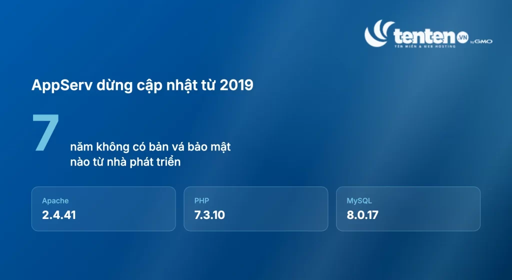 AppServ dừng cập nhật 7 năm, các thành phần đóng băng ở Apache 2.4.41, PHP 7.3.10, MySQL 8.0.17