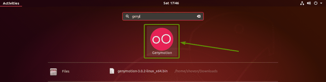 Genymotion trong Application Menu của Ubuntu 18.04 LTS