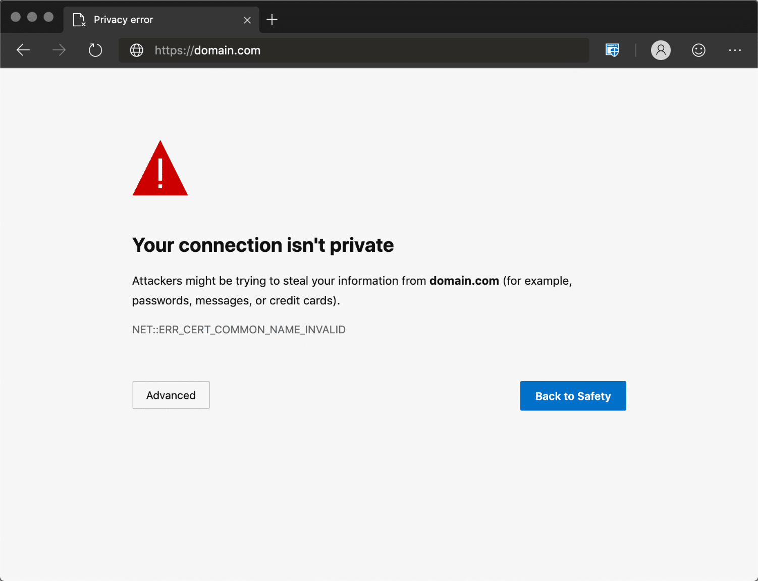 Your Connection Isn’t Private trong Microsoft Edge