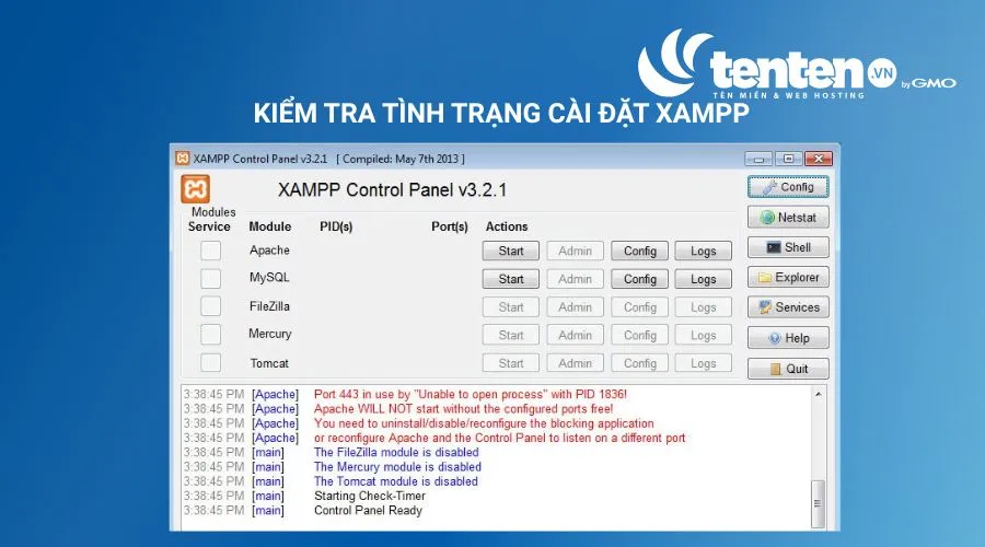 Cách kiểm tra xem phần mềm giả lập XAMPP đã được cài đặt thành công hay chưa