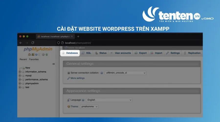 Nhấn tab Databases ở trên cùng màn hình