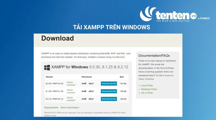 Tải XAMPP trên hệ điều hành Windows