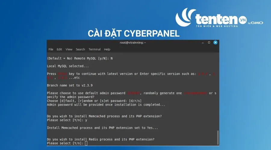 Nhấn Y để cài đặt Memcached và phiên bản PHP