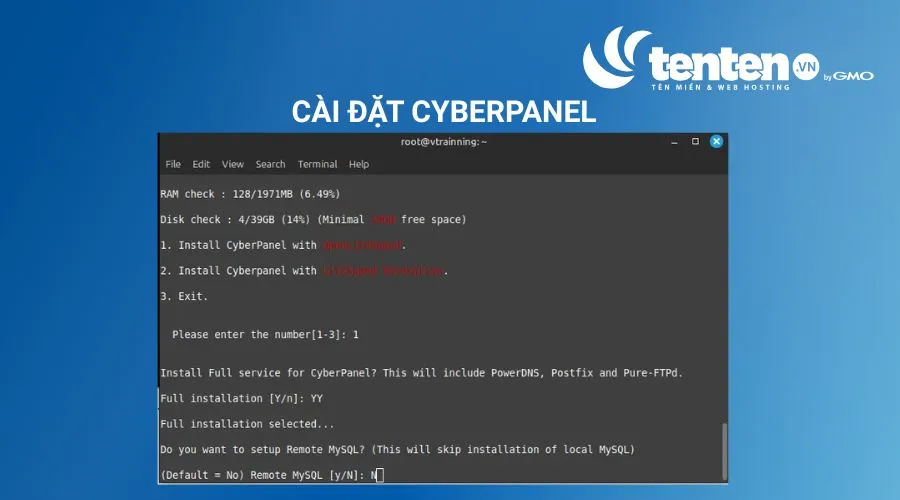 Nhập N để từ chối cài đặt Remote MySQL