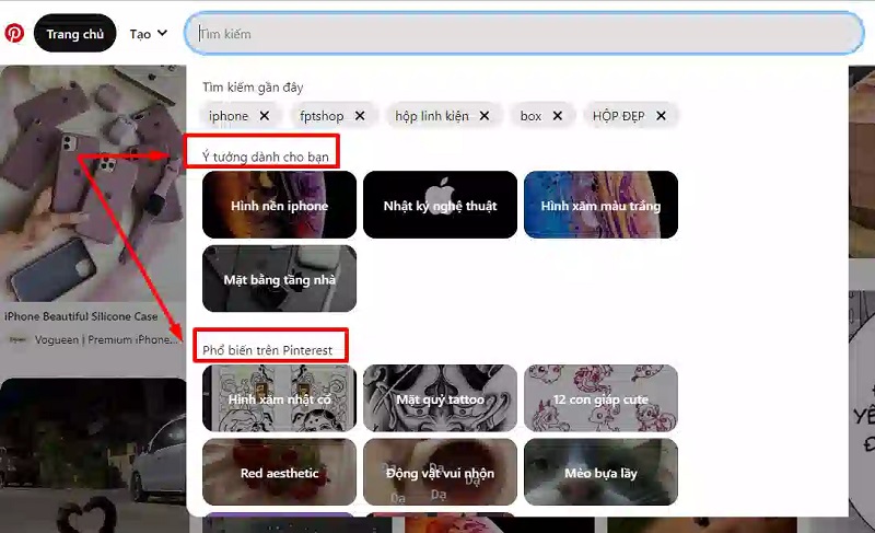 Cách tìm kiếm ý tưởng trên Pinterest
