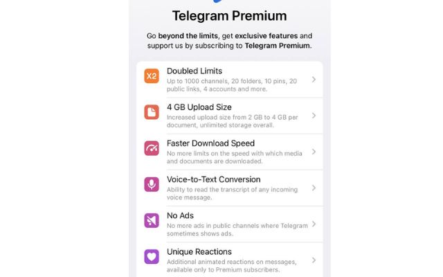 Các tính năng nổi bật của Telegram Premium