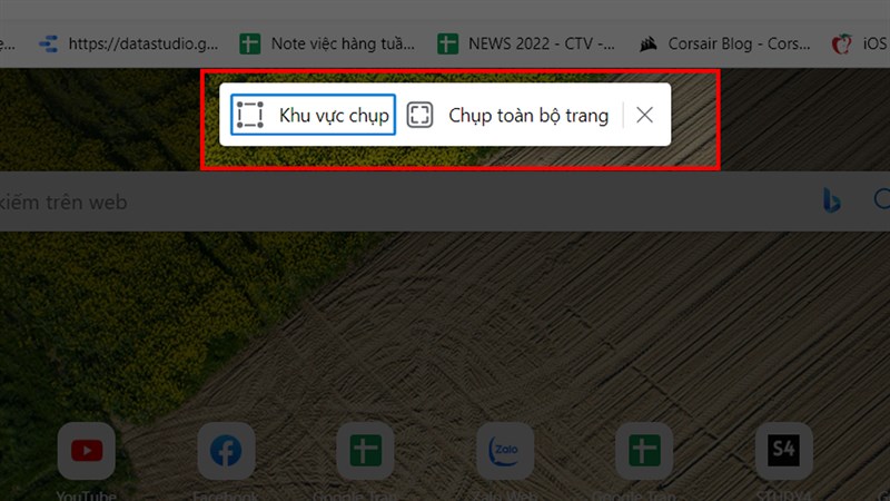 Chụp màn hình trang bằng Microsoft Egde