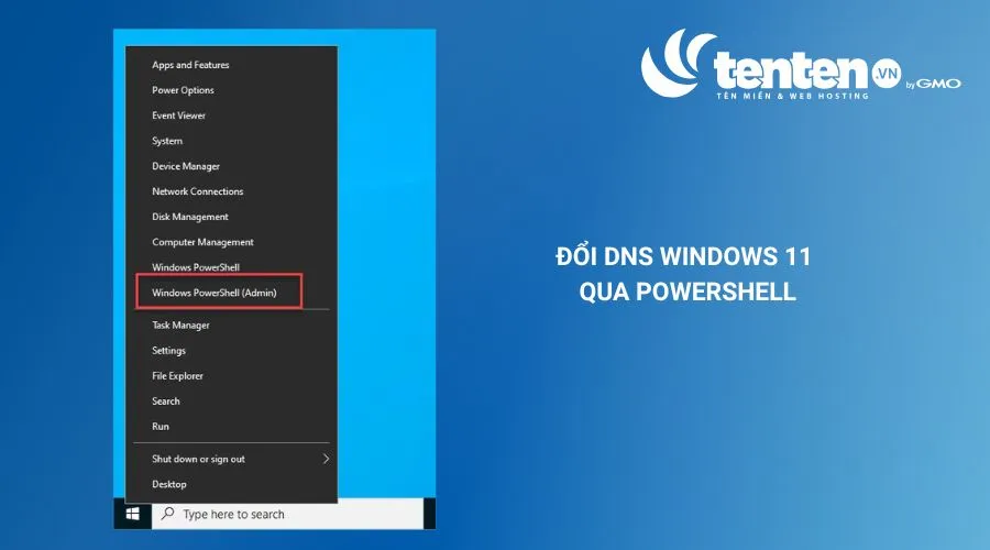 Mở Windows PowerShell với quyền admin từ menu Start
