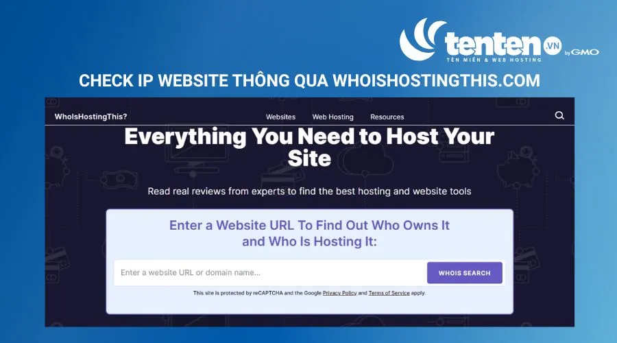 Check IP host thông qua website whoishostingthis.com