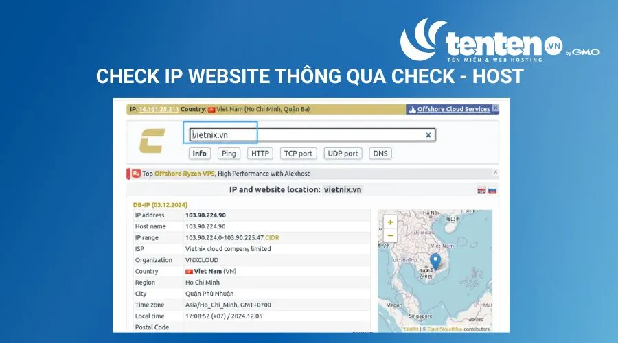 Check IP website thông qua công cụ check - host