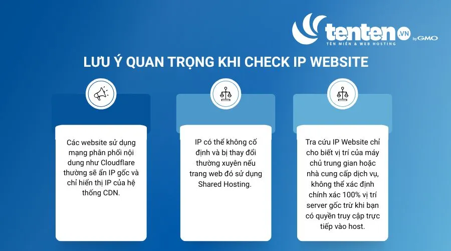 Một số lưu ý quan trọng khi check IP Website