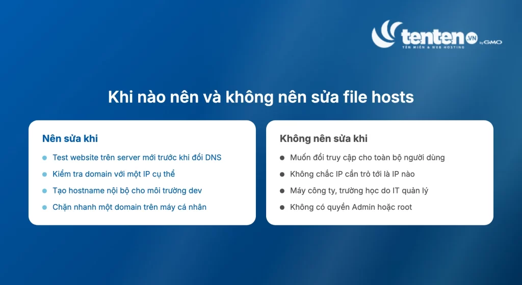 So sánh khi nào nên và không nên sửa file hosts trên máy tính cá nhân