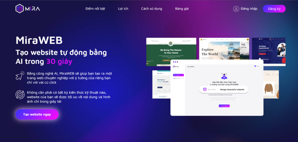 Hướng dẫn sử dụng MiraWEB để tạo website trong 30 giây