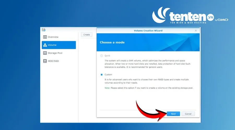 Chọn chế độ Custom để thiết lập chi tiết