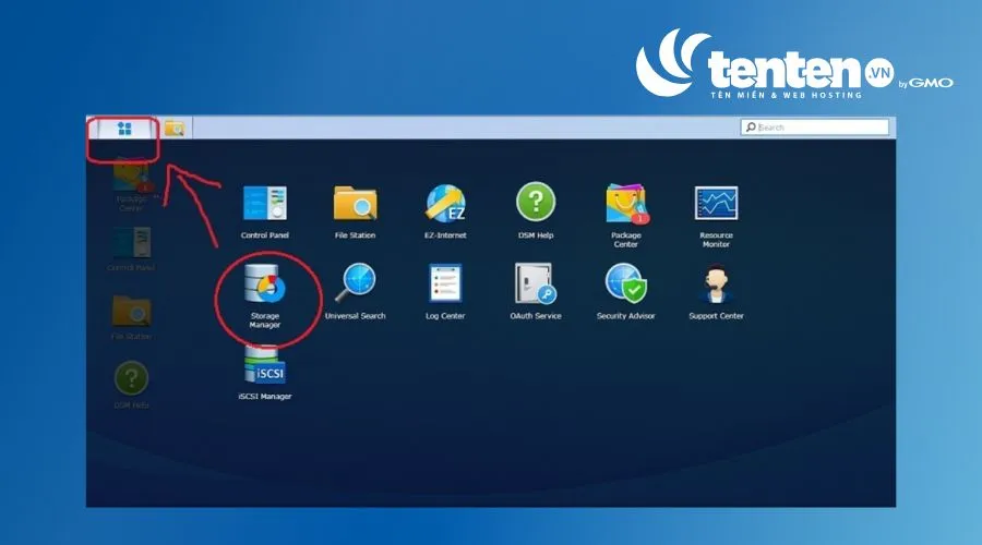 Mở ứng dụng Storage Manager
