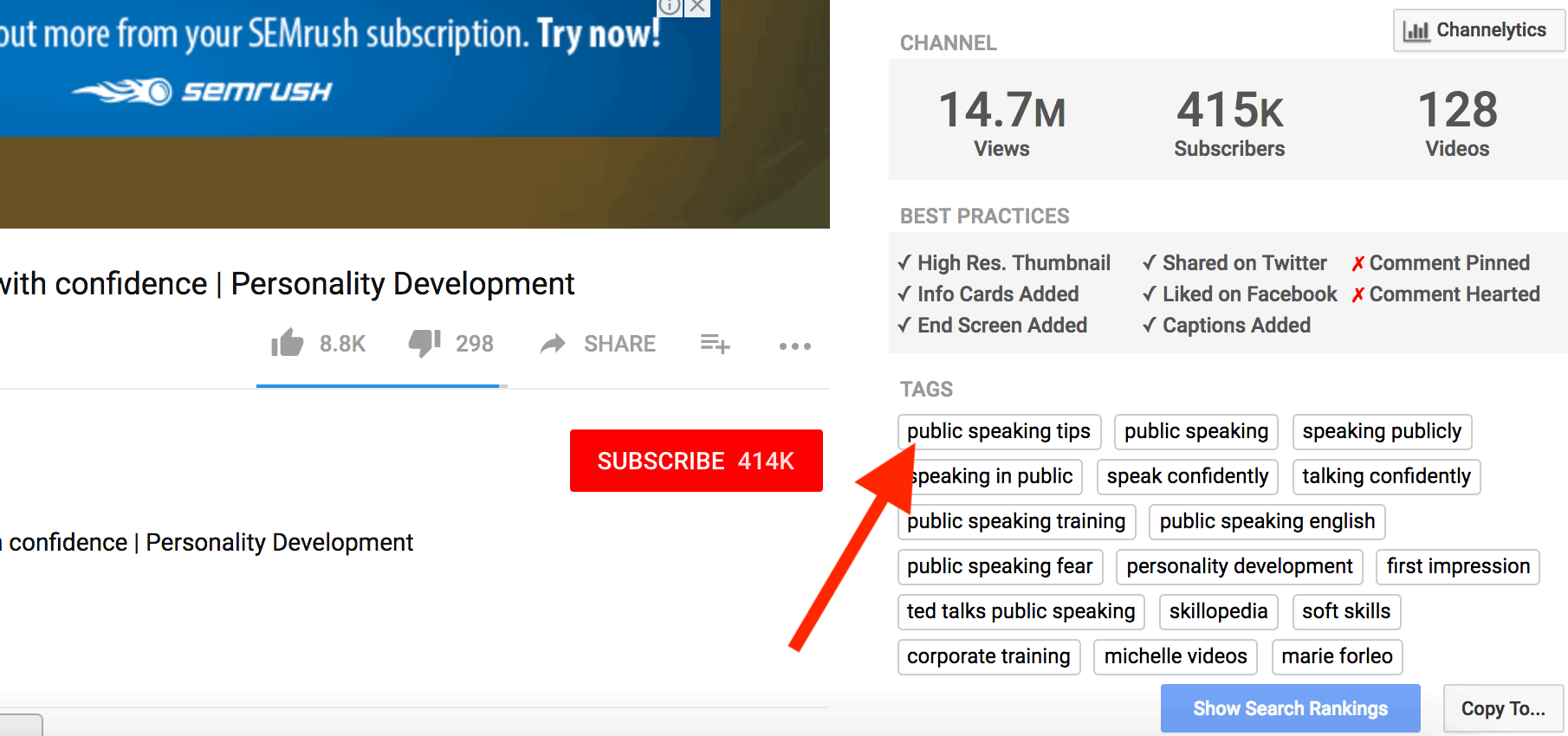youtube tags example
