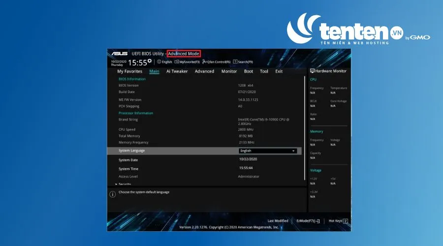 Tiếp tục chuyển sang chế độ Advanced Mode