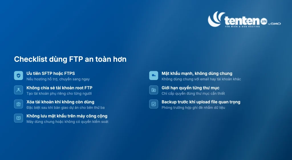 Checklist 7 bước dùng FTP an toàn hơn