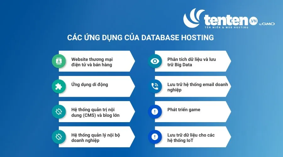 Các ứng dụng phổ biến của Database hosting

