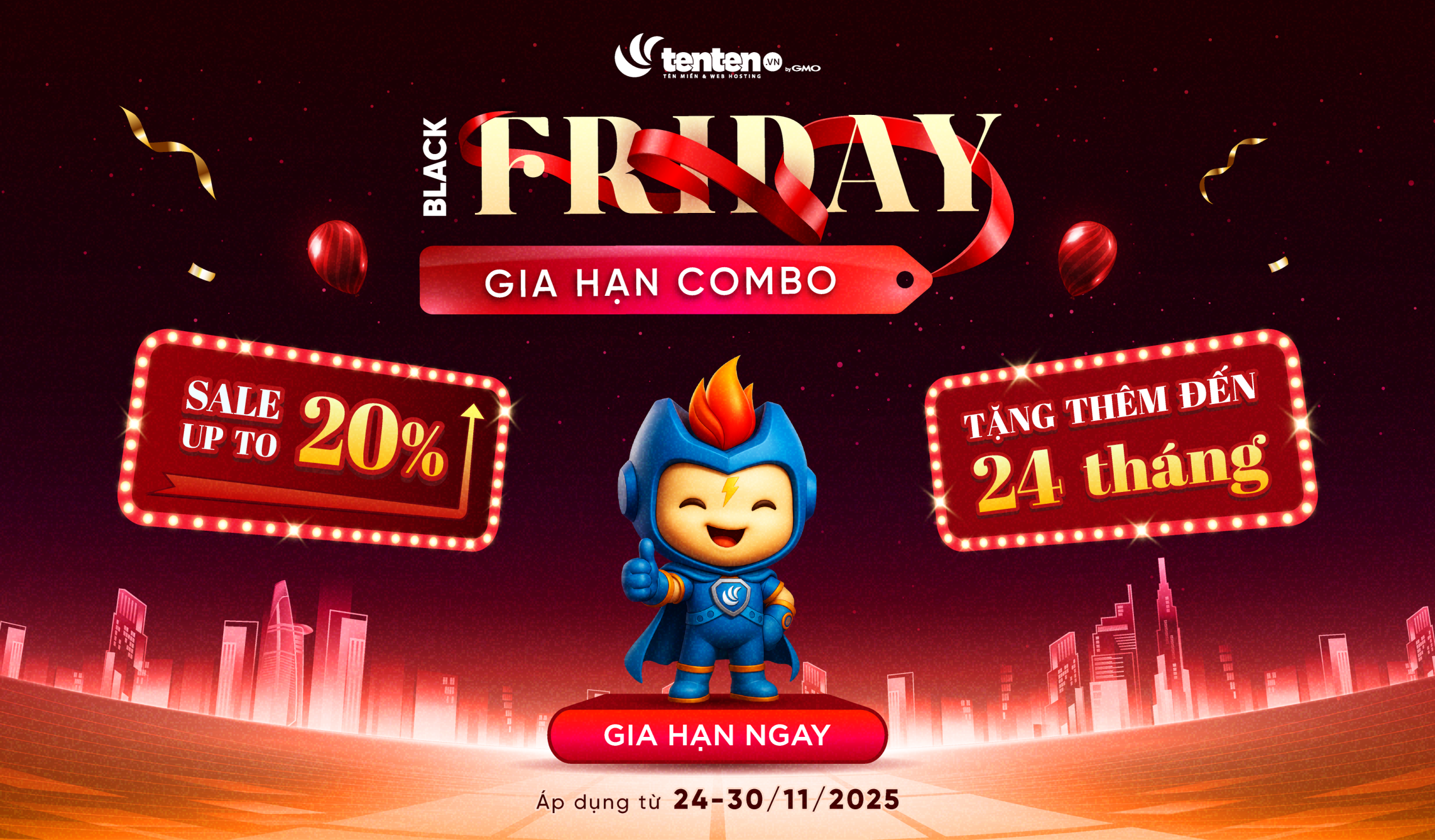 [Black Friday 2025] Gia hạn theo combo, tiết kiệm tới 20% chi phí sử dụng hosting, tên miền