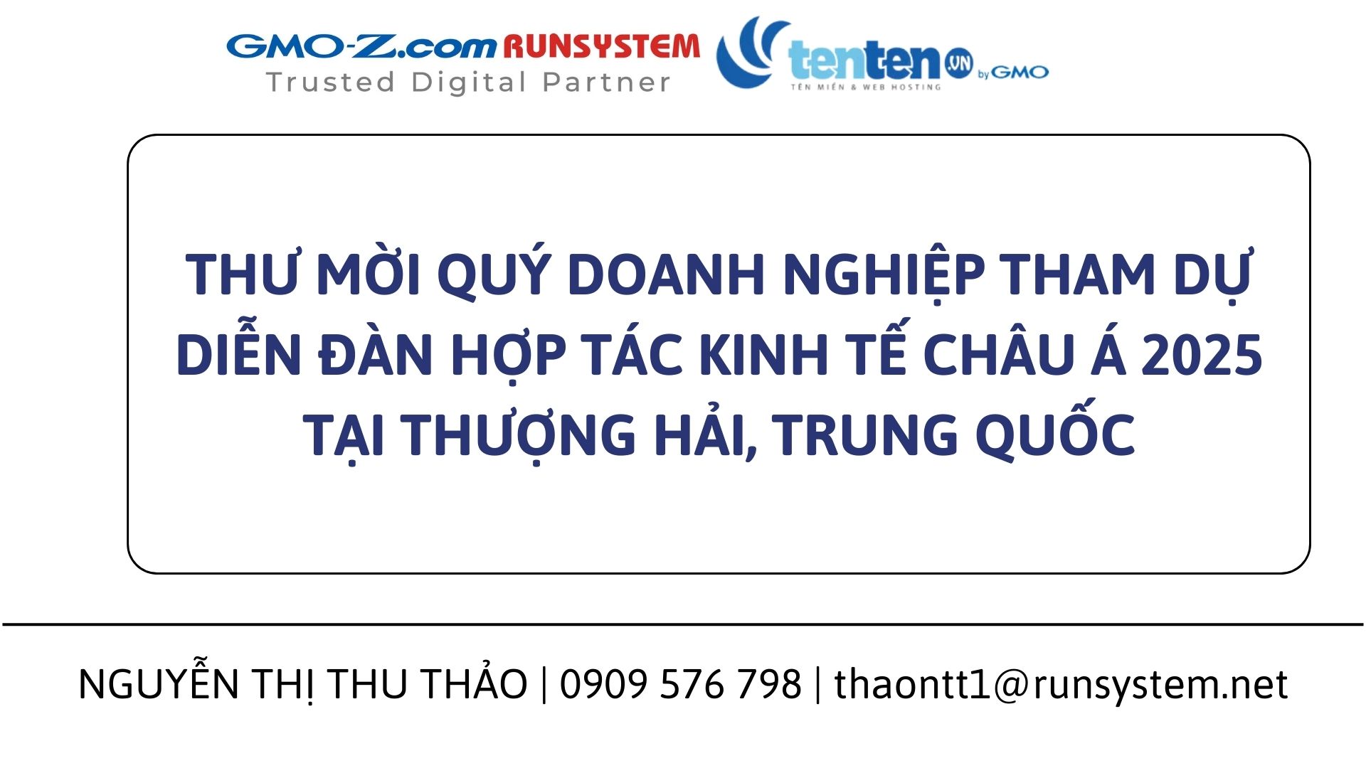 GMO thân mời Quý doanh nghiệp tham dự diễn đàn hợp tác kinh tế Châu Á tại Thượng Hải, Trung Quốc