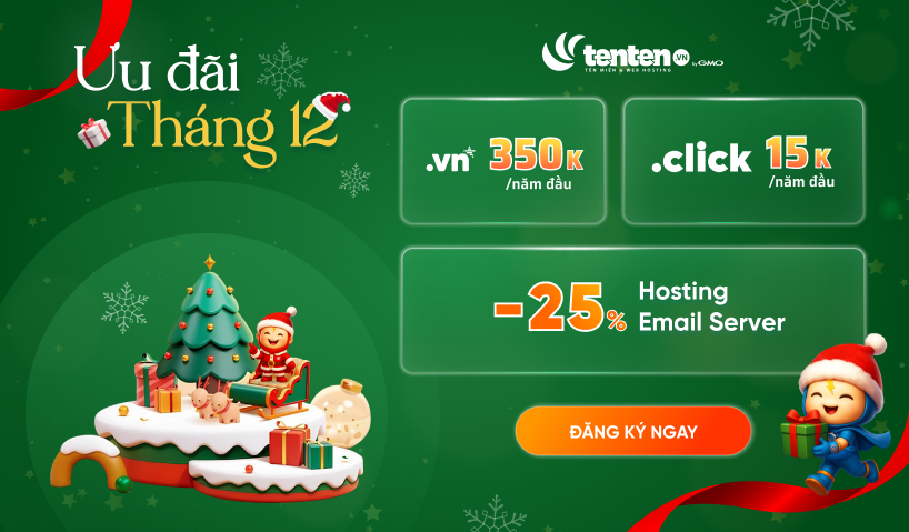 [Tháng 12_Khách lẻ] .VN chỉ 350K/ năm đầu, hosting email server -25% cùng nhiều ưu đãi khác