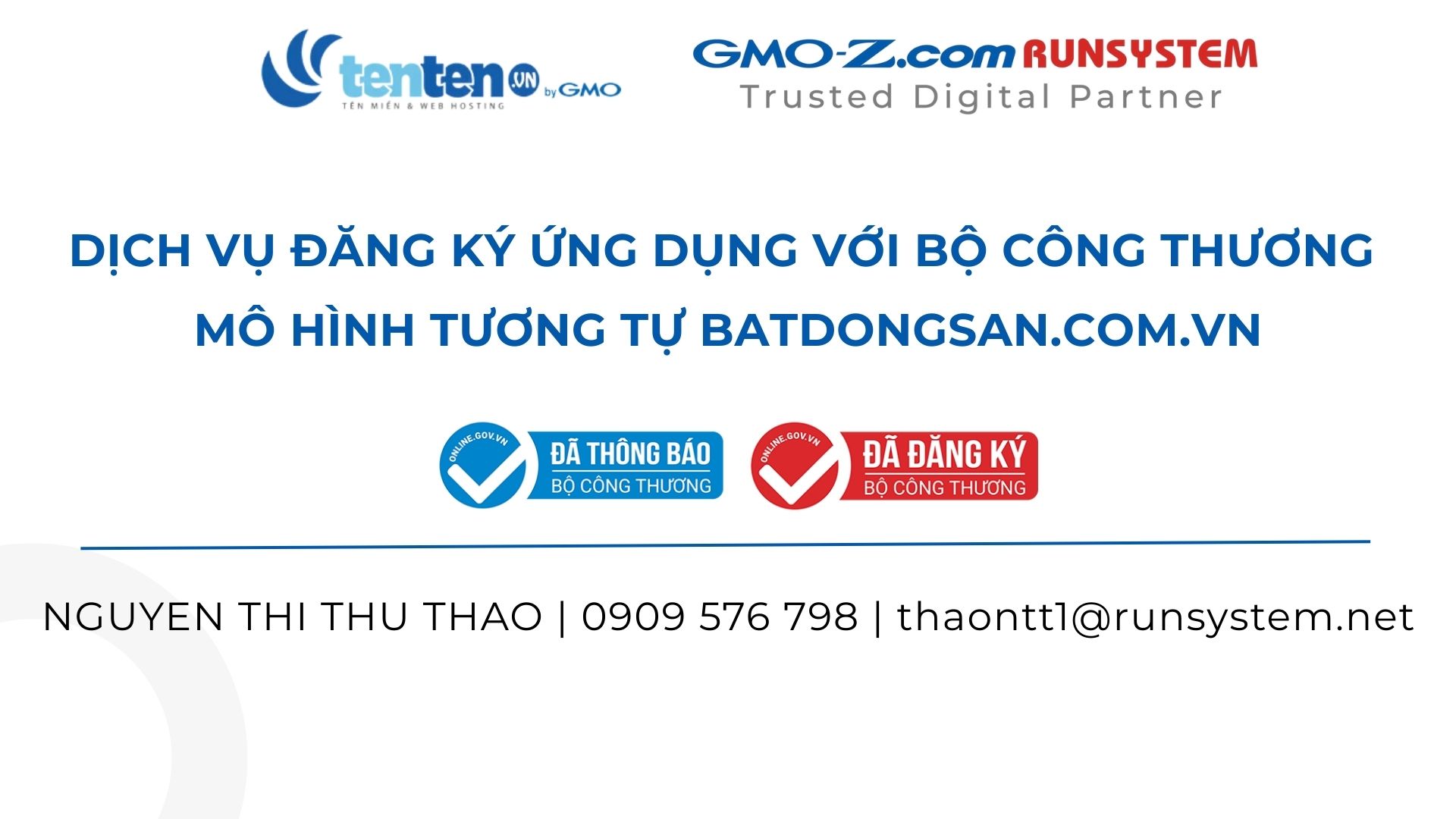 Dịch vụ đăng ký ứng dụng với Bộ Công Thương – mô hình tương tự batdongsan.com.vn