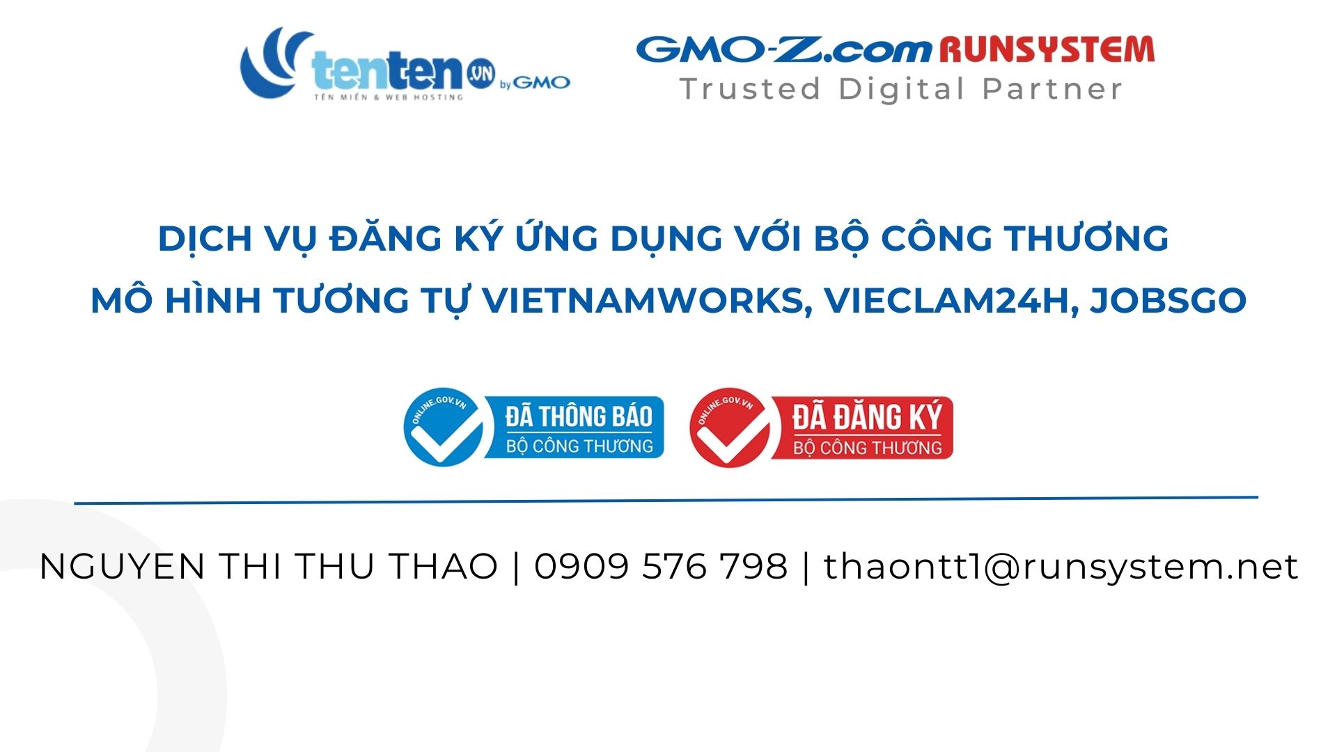 Dịch vụ đăng ký ứng dụng với Bộ Công Thương – Mô hình tương tự VietnamWorks, Vieclam24h, JobsGO