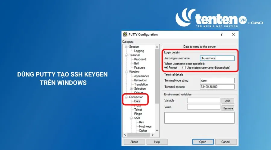 Điền sẵn username vào ô Auto-login username