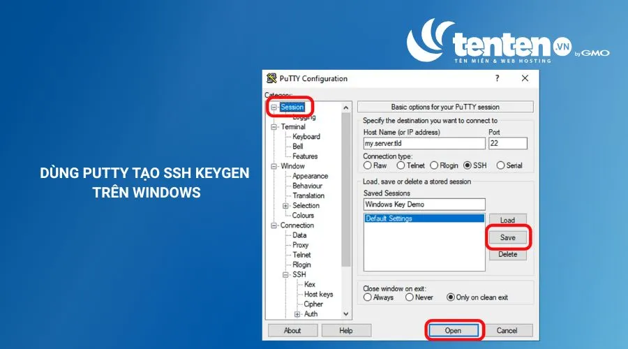 Nhấn “Open” để kết nối đến VPS