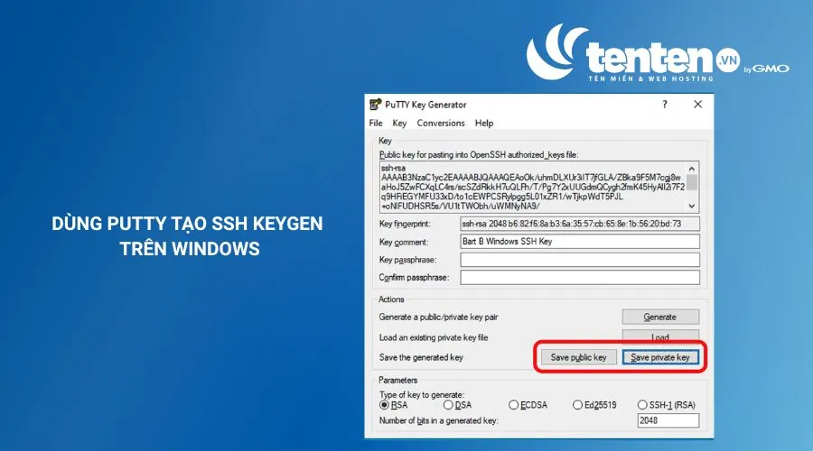 Nhấn Save private key để lưu Private Key