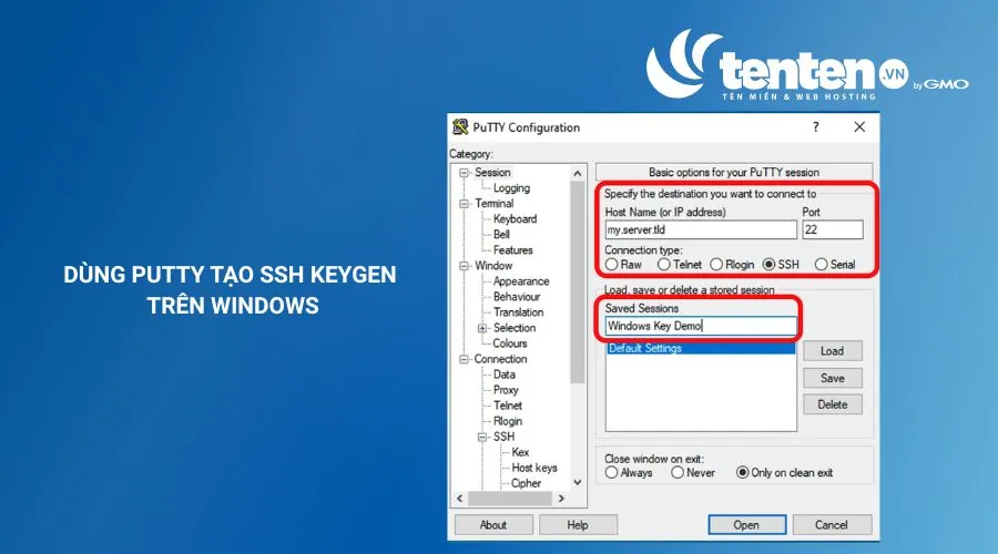 Nhập địa chỉ IP của VPS tại Host Name